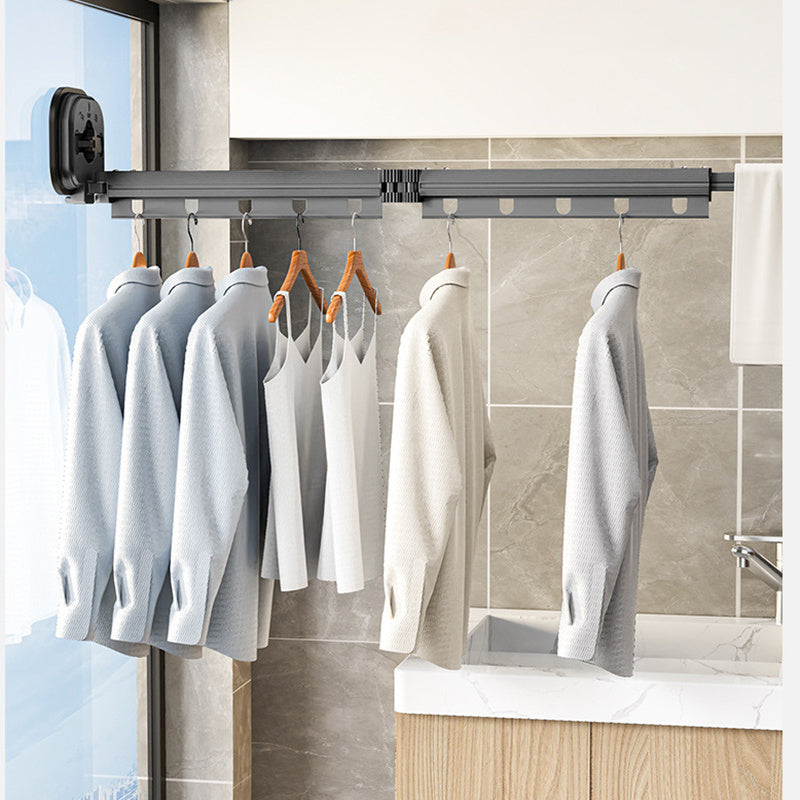 Suction Cup Folding Clothes Hanger Indoor Home Balcony Aluminum Retractable Drying Rack No Punching Folding Clothes Hanger d0