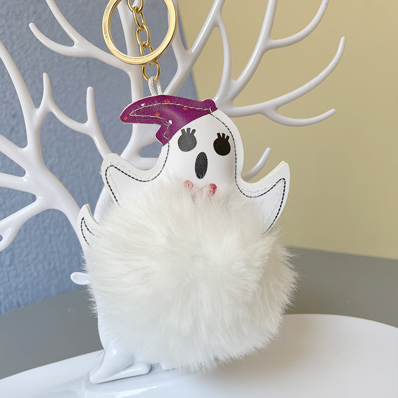 Halloween Ghost Funny Fur Ball Keychain Pendant d1111c14 fd5d 4e3a 86dd 9372147ecfa6