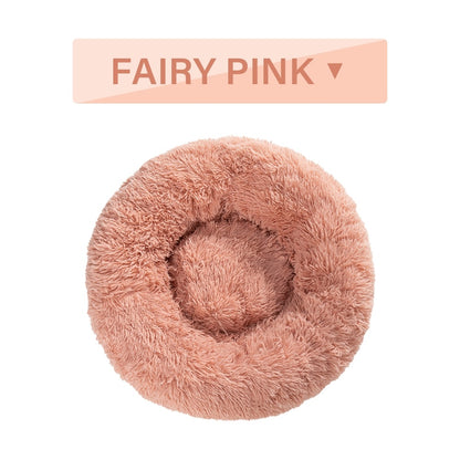 Fluffy Donut Dog Bed  Warm Soft Long Plush Pet Cushion Dog House Cat  Bed Washable Pet Sofa Mat Calming Samll Large Dog Beds 