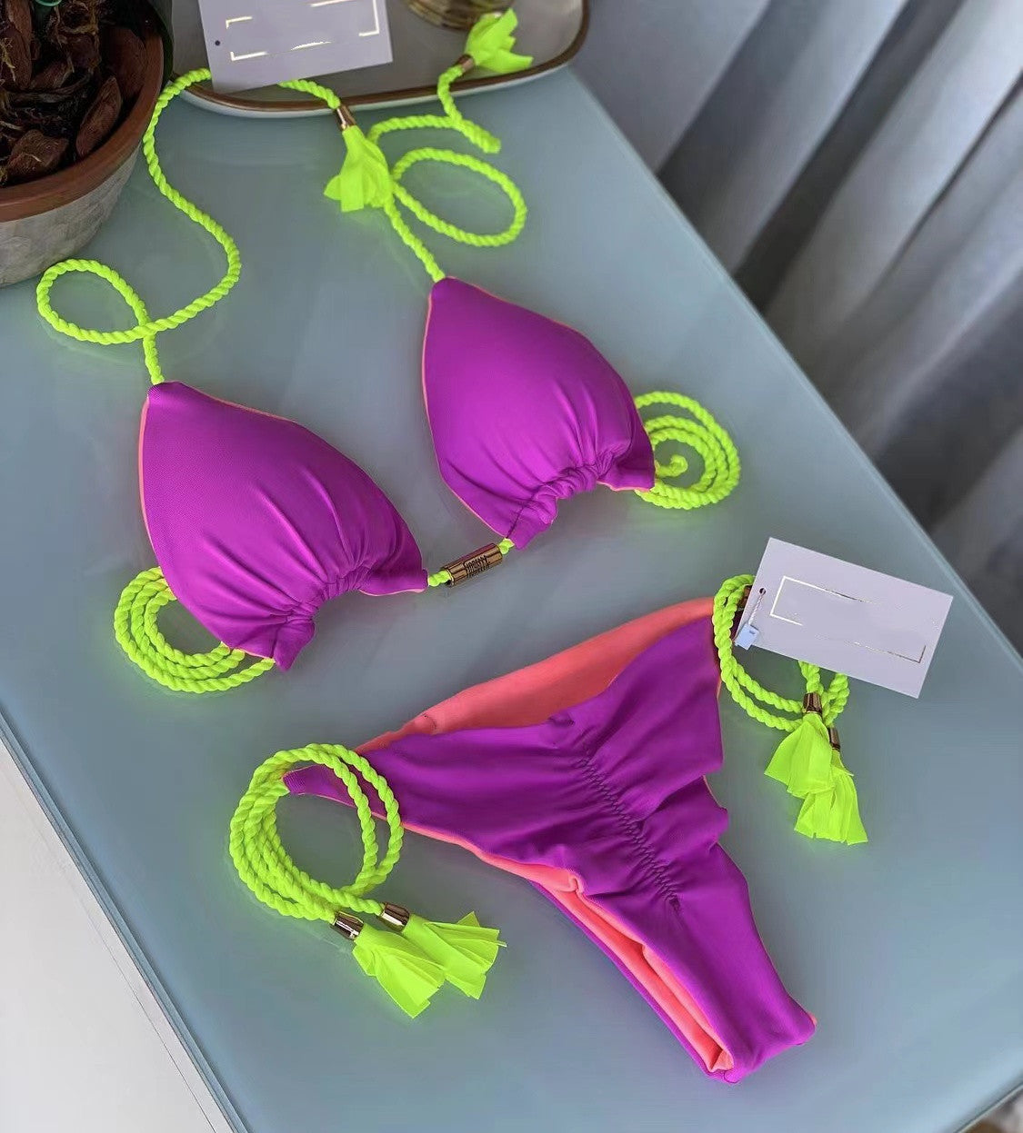 Braided Bikini Triangle Bag Swimsuit d136e033 b1ae 4e8c b0e7 ca71cdbcf3ac
