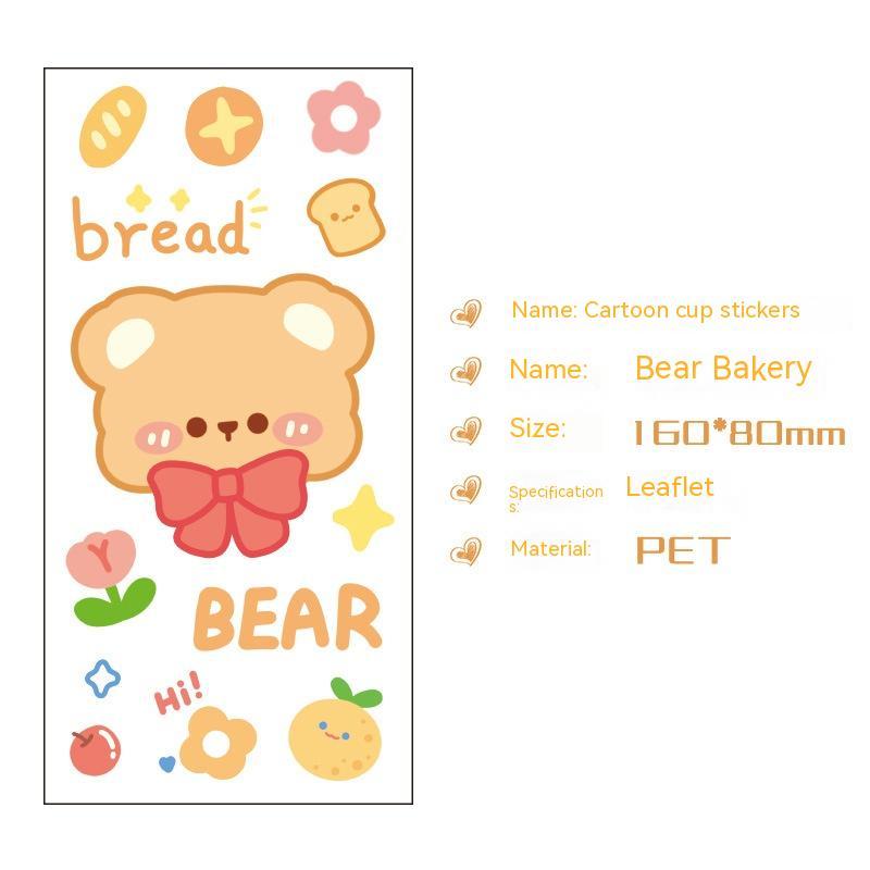 Cute Bear Clear Water Cup Stickers Children's Cartoon Korean Journal Material Mobile Phone Cup Decoration d14e5893 5e5f 4666 
