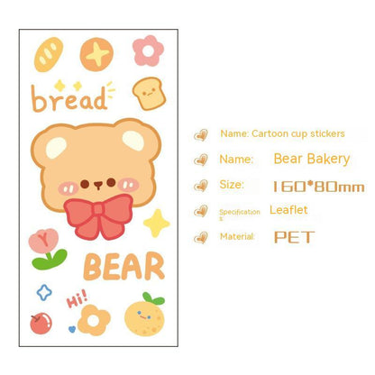 Cute Bear Clear Water Cup Stickers Children's Cartoon Korean Journal Material Mobile Phone Cup Decoration d14e5893 5e5f 4666 