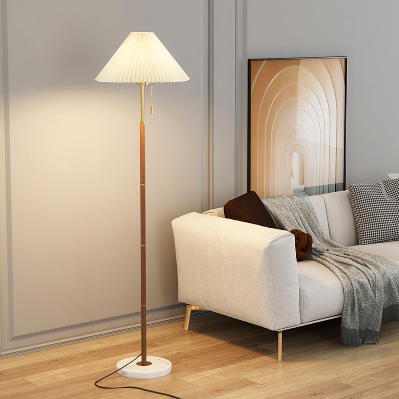 Retro Light Luxury Wood Grain Simple Pleated Floor Lamp Bedroom Bedside Sofa Study Floor Lamp d16e2ef9 2795 4d62 b67d aca59fb
