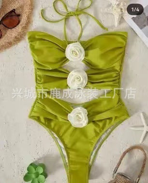 Ladies Hot Spring Three-dimensional Flower BIKINI One-piece Swimsuit d16eb18f 8486 49d7 9d86 da9604a77127
