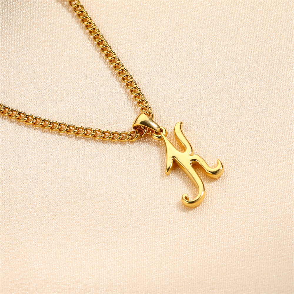 Simple Elegant Necklace Stainless Steel 18K Gold Mini English Letter Pendant d19e367f 439d 4c54 a4b4 8e23e3ac8a85