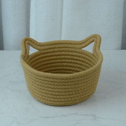 Cat's Ears Desktop Storage Basket Hand Woven Cartoon d1ab095f 0138 4b05 ab09 35592d85d6d1
