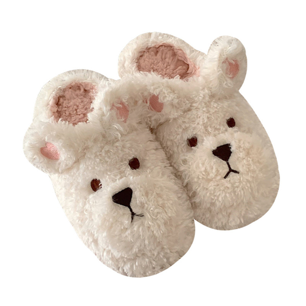 Cartoon Cute Head Cover Plush Warm Confinement Cotton Shoes Female Autumn And Winter Students Household Soft Soled Cotton Sli