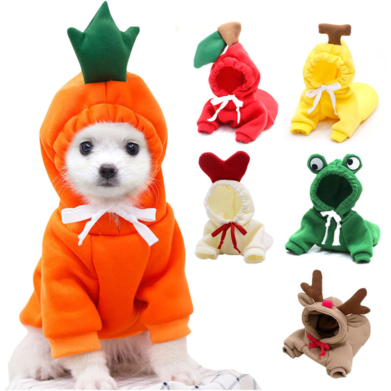Cute Fruit Dog Clothes For Small Dogs Hoodies Winter Warm Fleece Pet Clothing Puppy Cat Costume Coat For French Chihuahua Out