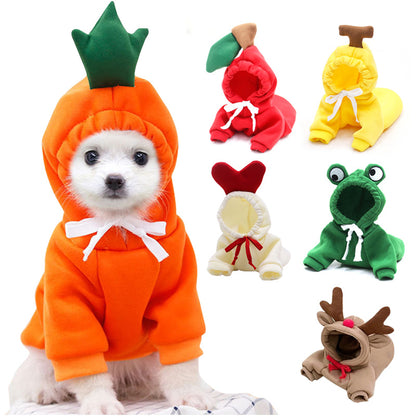 Cute Fruit Dog Clothes For Small Dogs Hoodies Winter Warm Fleece Pet Clothing Puppy Cat Costume Coat For French Chihuahua Out