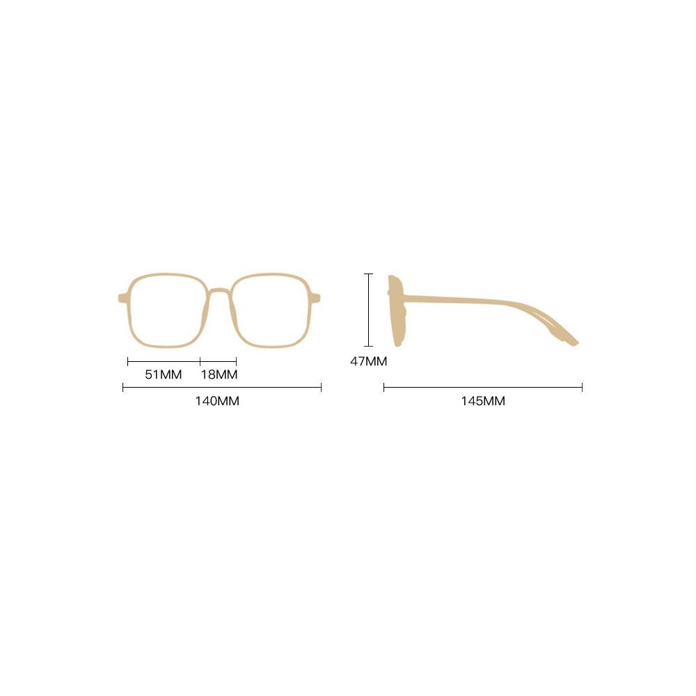 Black Eyebrow Frame Texture Super Light Plain Glasses Female Anti-blue Myopia Glasses Male Optional Degree Metal Large Frame 