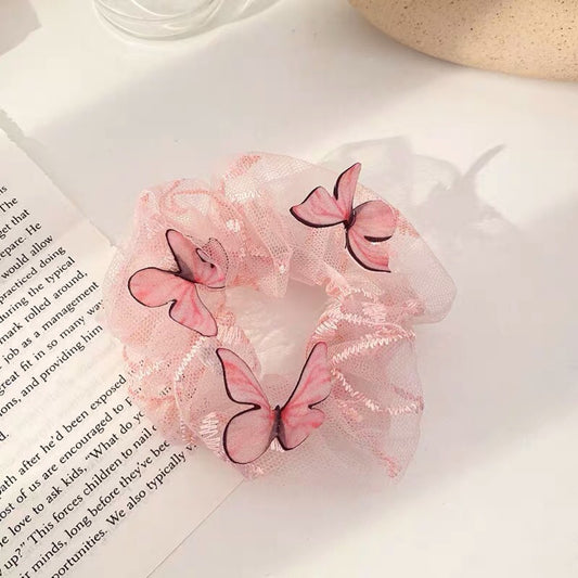 Women's Mesh Pig Intestine Ring Butterfly Hair Accessories d1f6c1e5 3121 40cc bc3c d531fa574bea