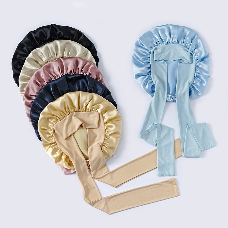 Wide-brimmed Lace-up Adjustable Elastic Large Silk Nightcap d2175be6 817d 43d2 afaa 5ef044002c5f trans