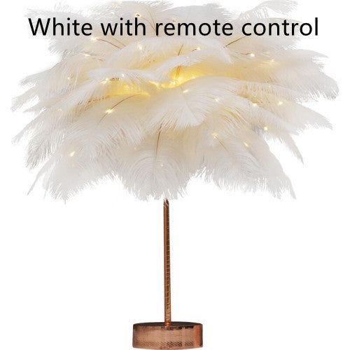 Feather Lamp Nordic Desk Lamp European-Style Bedroom Bedside Feather Table Lamp Night Light Table Lamp Decoration Modern d234