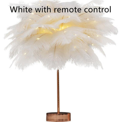 Feather Lamp Nordic Desk Lamp European-Style Bedroom Bedside Feather Table Lamp Night Light Table Lamp Decoration Modern d234