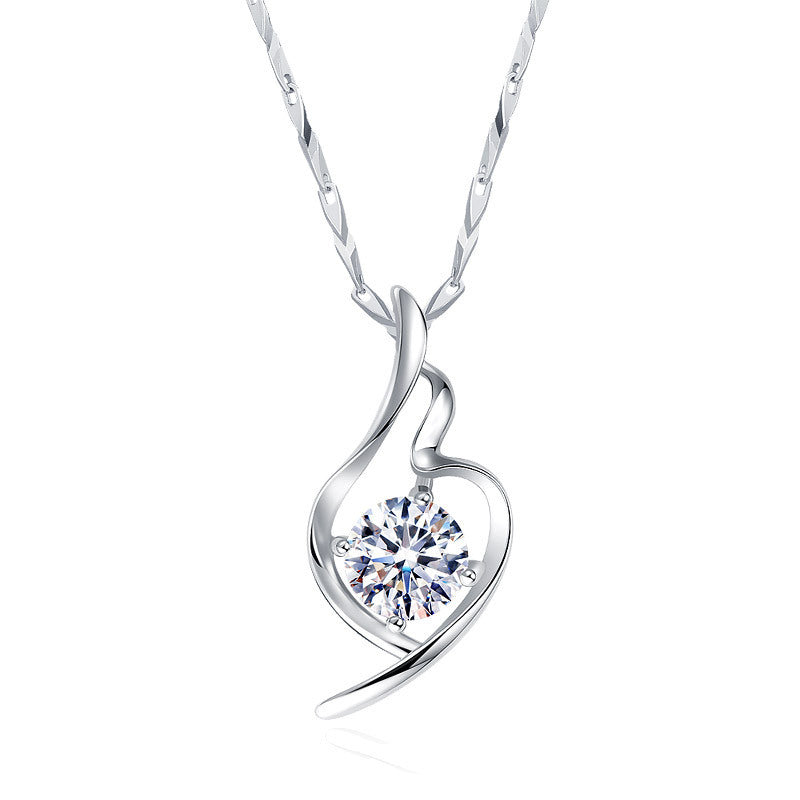 925 Sterling Silver Pendant Chain soft ladies fashion accessories pendant diamond silver jewelry Korean Korean Fashion Necklace - HD Wireless Product #4