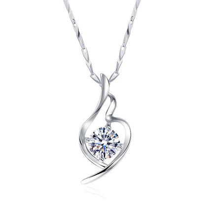925 Sterling Silver Pendant Chain soft ladies fashion accessories pendant diamond silver jewelry Korean Korean Fashion Necklace - HD Wireless Product #4