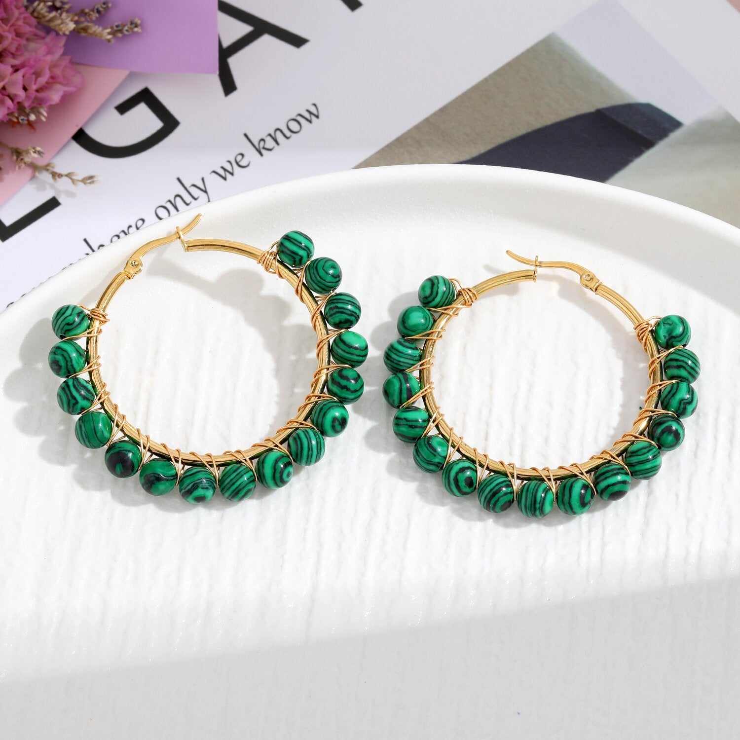 Natural Stone Stainless Steel Winding Earrings d24b0c05 9558 40db 824b 7388fd85a024
