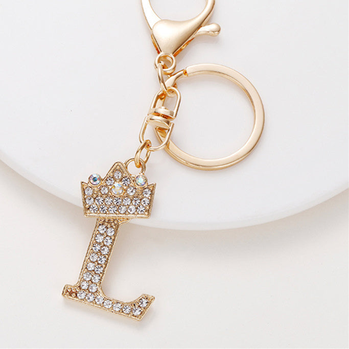 Metal Diamond-encrusted 26 English Crown Alphabet Keychain d254f328 f0c1 4f04 8b5b 3888ac556aca