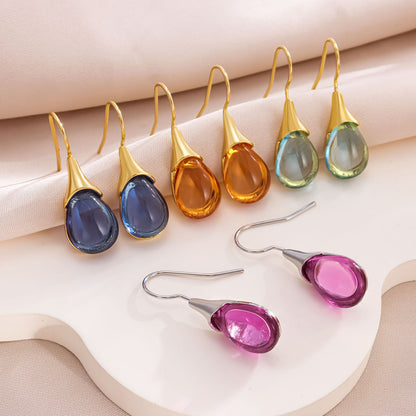 Drop-shaped Inlaid Cat's Eye Earrings Four-color Simple d27f987d e1c6 42af 9fab 93df7d2efb94