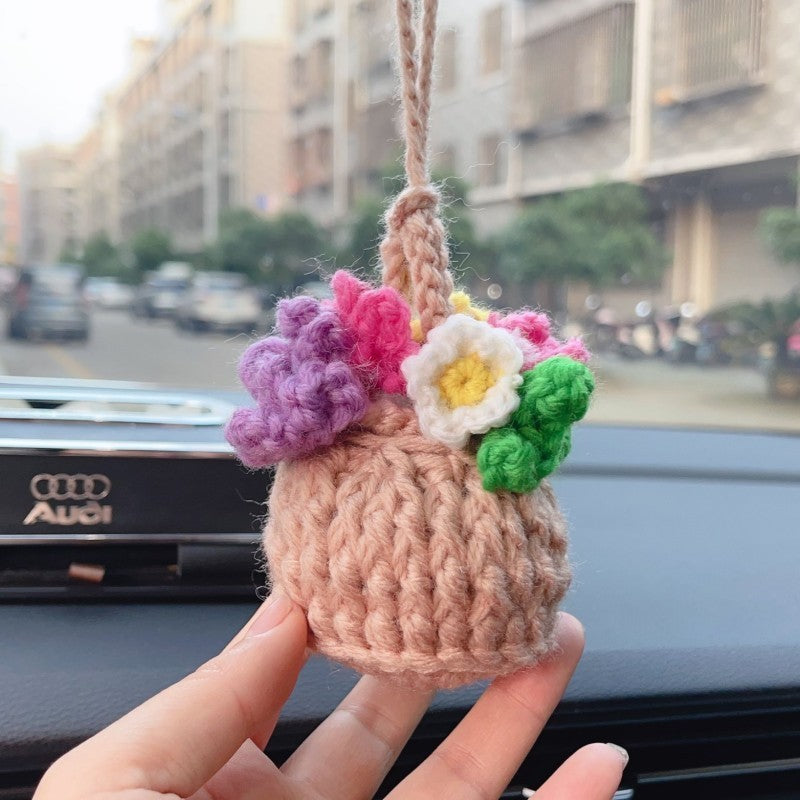 Handmade Knitted Flower Car Accessories Rearview Mirror d280aa41 df33 4d74 b61c bba60da2aafa
