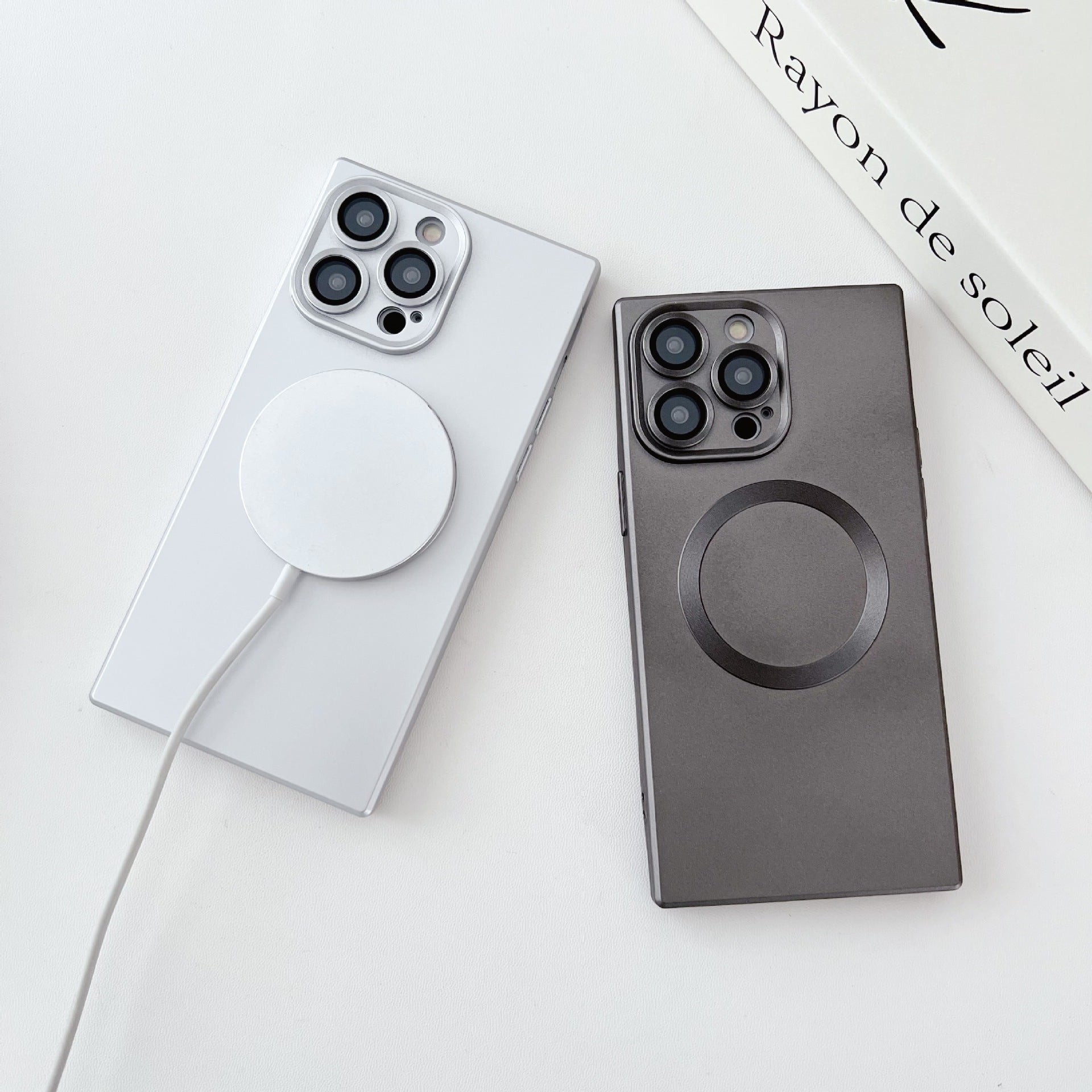 Solid Color Square Magnetic Phone Case - 图片 2