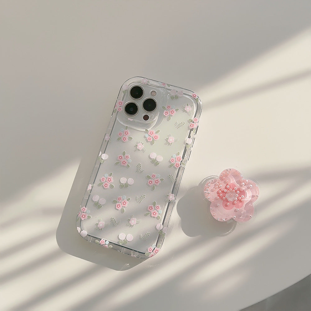 Crushed Flower Flowing Sand Stand Phone Case Transparent - 图片 7