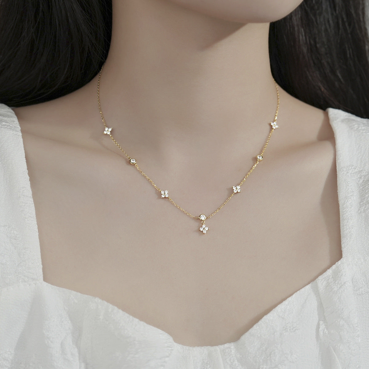 High-grade Four-leaf Flower 925 Sterling Silver Necklace Female d2d5ef88 b1b6 47a5 833a ad6ec534c361