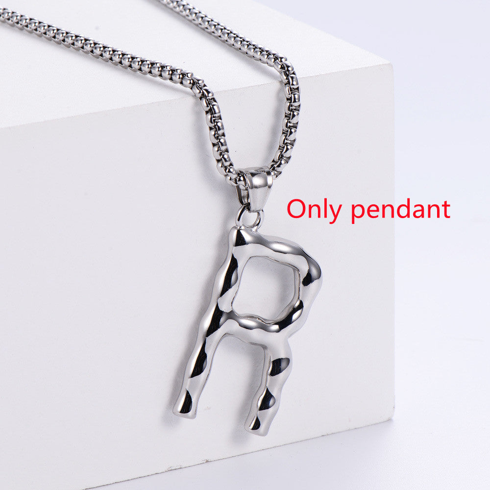 Three-dimensional 26 English Letter Pendant Necklace Fashion Jewelry Titanium Steel Couple Ornament d2d941dc 02c0 4ee2 aba9 f