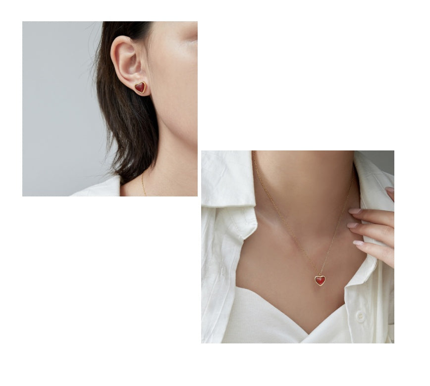 Simple Personality Red Agate Necklace Women Heart Shape d2e06c43 3869 494f 89d4 d7edb5827e6f