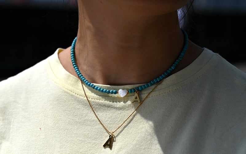 Разноцветные бусины Initial Choker для женщин из нержавеющей стали Lett