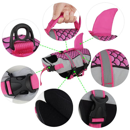 Swim Pet Dog Life Jacket Vest Clothes Life Vest Collar Harness Pets Swimming Summer Swimwear Scales Shark Pet Products