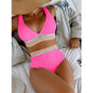 High Waist Split Bikini Solid Color d3135be0 0308 4108 ac49 fa0c978c07c5