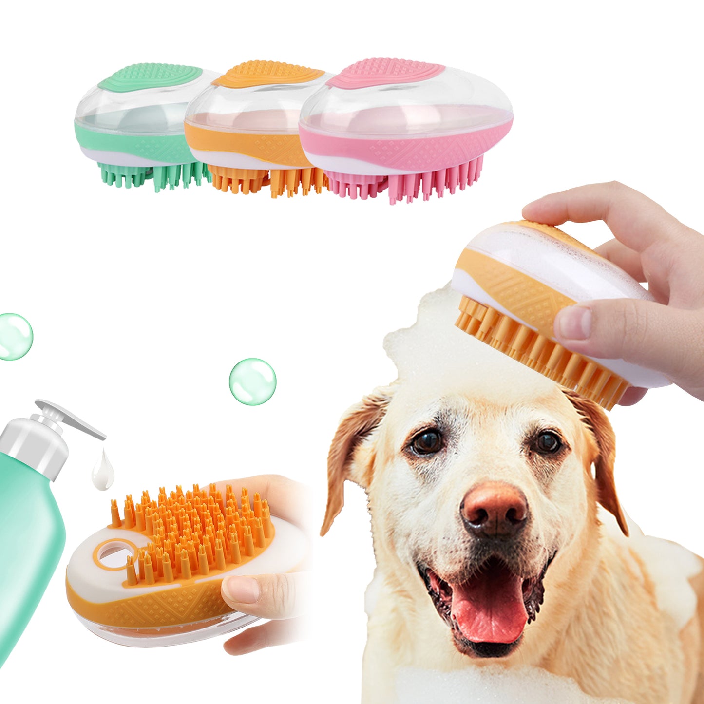 Dog Cat Bath Brush 2-in-1 Pet SPA Massage Comb Soft Silicone Pets Shower Hair Grooming Cmob Dog Cleaning Tool Pet Products d3