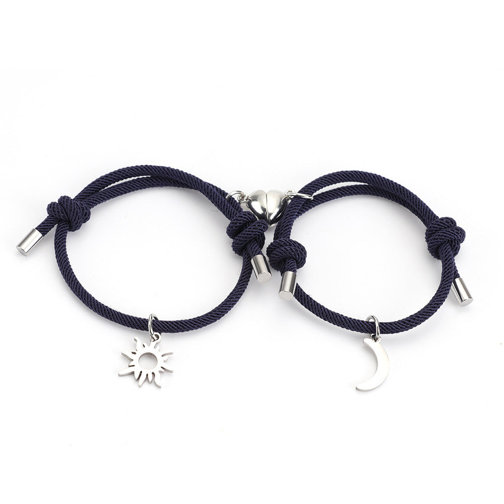 Stainless Steel Titanium Sun And Moon Pendant Couple Bracelet d32070c3 e22e 4950 8e9c f728077b268a