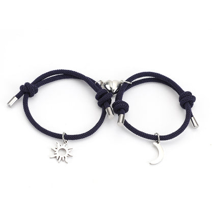 Stainless Steel Titanium Sun And Moon Pendant Couple Bracelet d32070c3 e22e 4950 8e9c f728077b268a