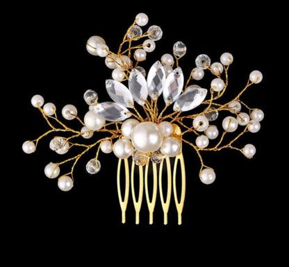Korean Exquisite Pearl Comb Diamond Crystal Fork Handmade Hairpin Bridal Headwear Accessories d33698e3 c084 4966 a8e3 263c3c7