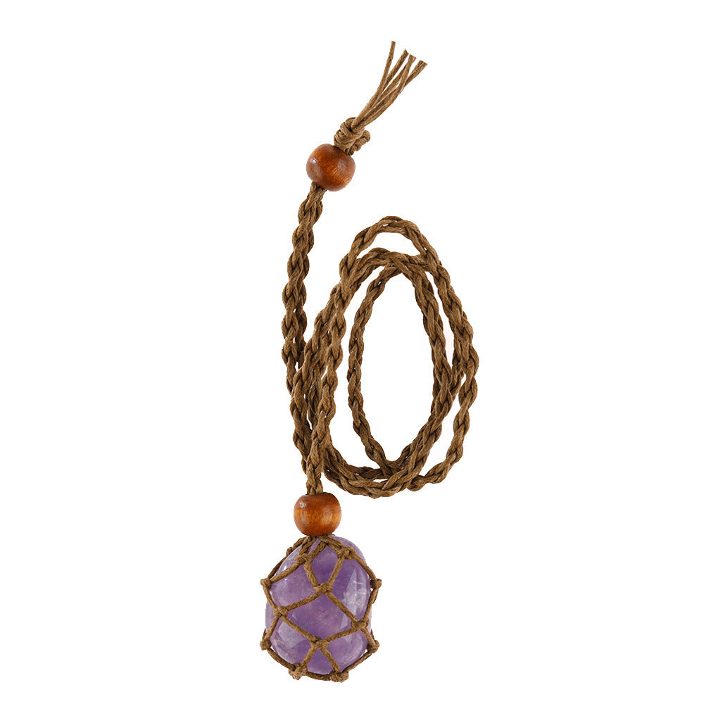 Labradorite Natural Stone Pendant Wrap Braid Necklace Macrame d344b1e6 5082 4255 859e 92209125ef86