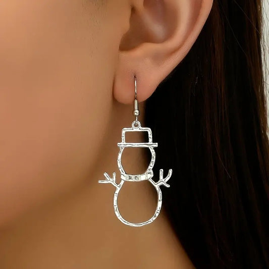 Personalized Snowman Earrings And Pendant Fashion Simple Christmas Hollow Necklace For Women Jewelry d37b58d7 9c4d 4f41 8626 
