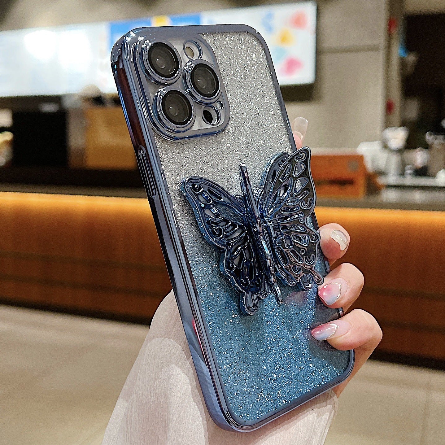 Hollow Butterfly Phone Case Gradient Transparent Plating Protective Cover d38990ee 4359 4986 97ef c65ebc844298