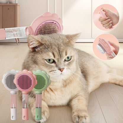 2 In 1 Self Cleaning Dog Brush Comb With Spray Pets Grooming Hair Remover Combs Brush Floating Hair Pet Grooming Brush Pet Products - HD Wireless Product #1