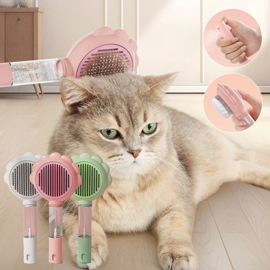 2 In 1 Self Cleaning Dog Brush Comb With Spray Pets Grooming Hair Remover Combs Brush Floating Hair Pet Grooming Brush Pet Products - HD Wireless Product #1