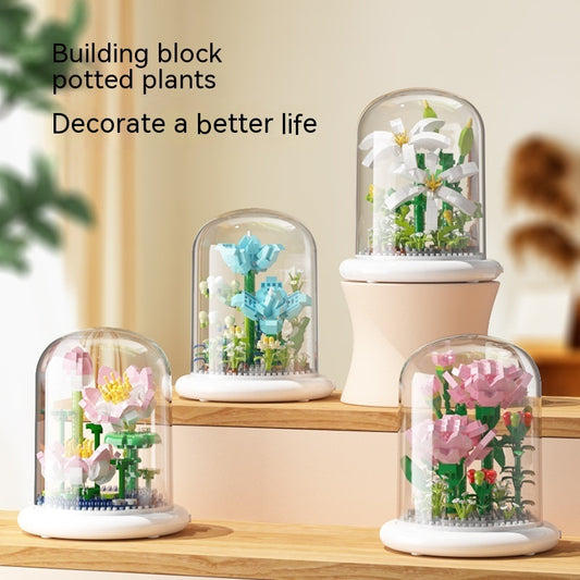 Building Block Flower Eternal Rose Small Particle Building Block Assembly Toy Gift Desktop Decoration d3b6f79f 490d 4fef ad09
