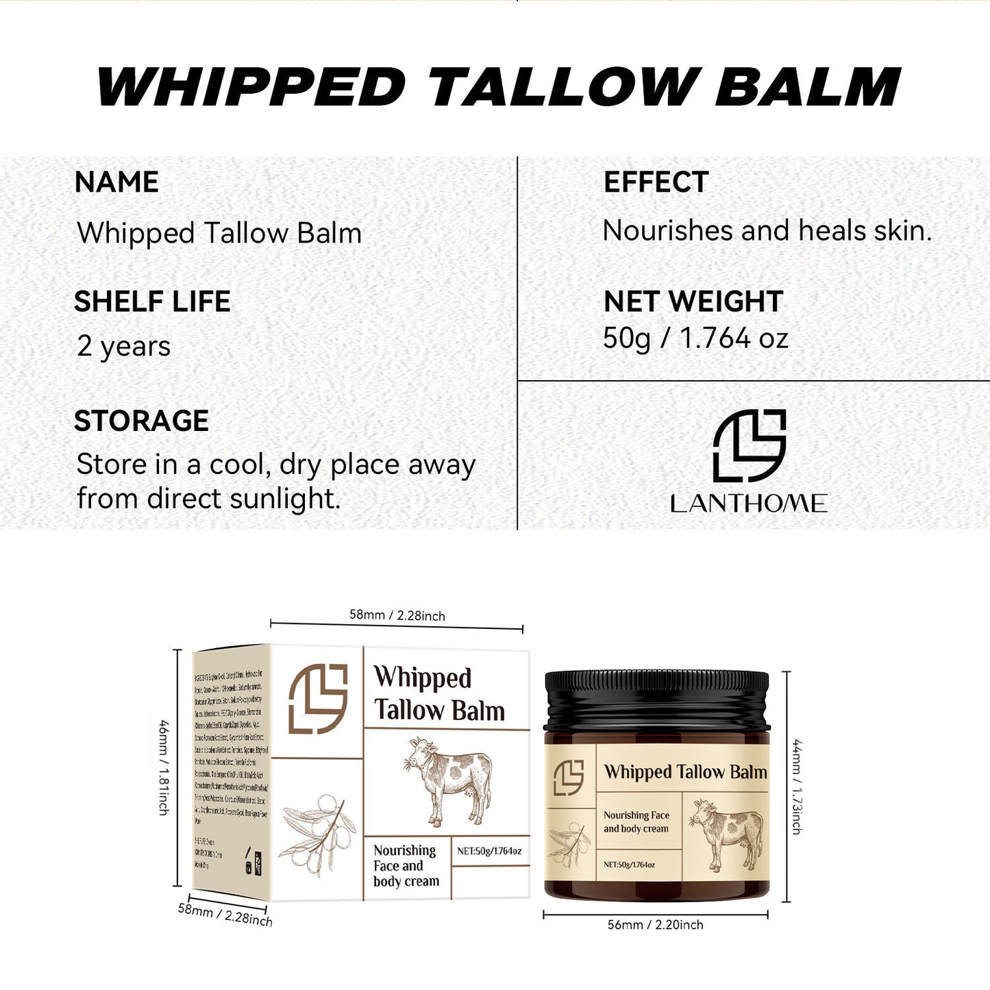 Beef Fat Cream 50g Whipped Tallow Balm Gentle Moisturizing d3bc1c09 83e1 4539 9a2b 0dee319f551b
