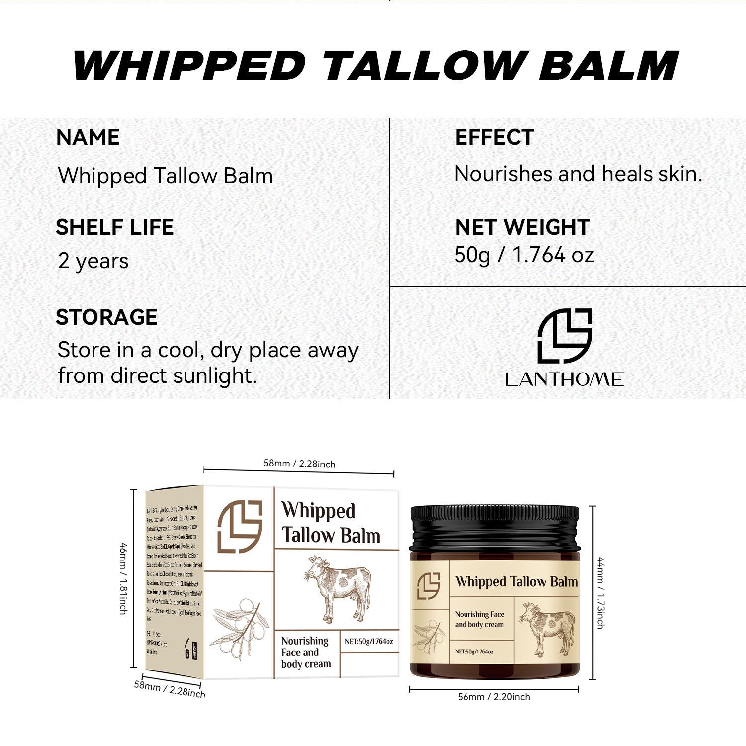 Beef Fat Cream 50g Whipped Tallow Balm Gentle Moisturizing d3bc1c09 83e1 4539 9a2b 0dee319f551b