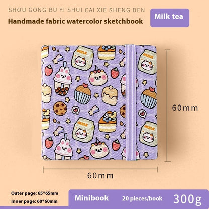 Feiluniao Watercolor Notebook Fabric Handmade Mini Portable Portable Character Sketch Hand Painted Graffiti Drawing Book - 图片 44