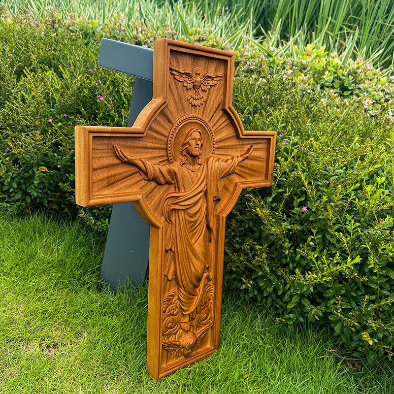 Handicrafts Ascending Wooden Cross Home Church Wood Carving d3fe06be 52bd 46b1 b70b 4eea500eb5dc