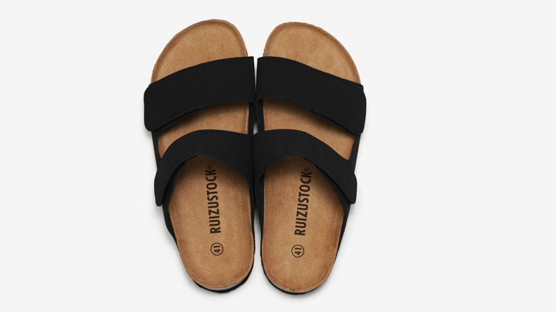 Cork Slippers Flip-flops Men's Beach Shoes Matte Leather d3ff65df 9827 4679 bdce 6c291b5b339a