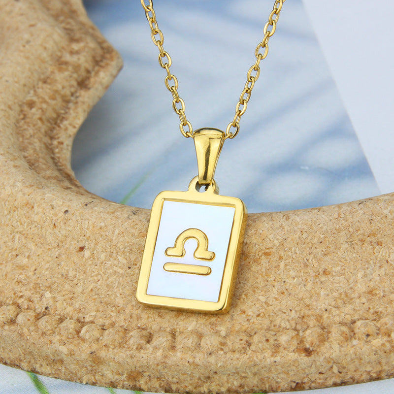 Stainless Steel Square Shell Zodiac Necklace d43639ce 9f66 4af4 9ea6 b25b8d100c84