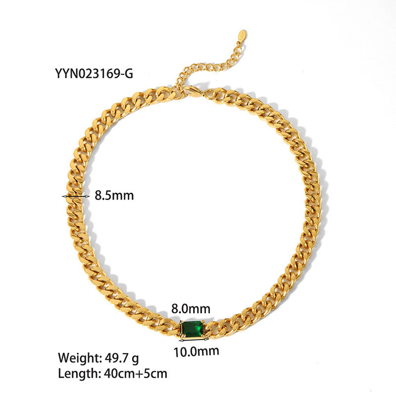 European And American 18K Gold-plated Inlaid Zircon Light Luxury Non-fading Stainless Steel Bracelet Necklace d47bb8c1 7eb2 4