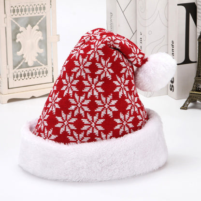 Snowflake Deer Knitted Wool Flannel Christmas Hat d48c0862 966b 4d2c a5b7 067385c72a54